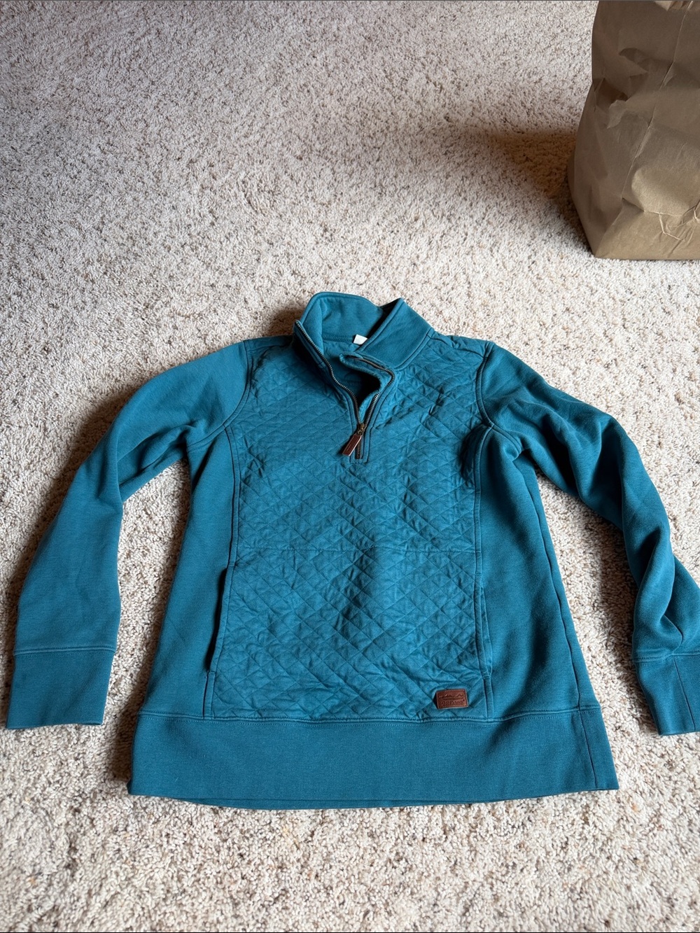 L.L. Bean Teal Quilted Half-Zip Ski Pullover Jacket